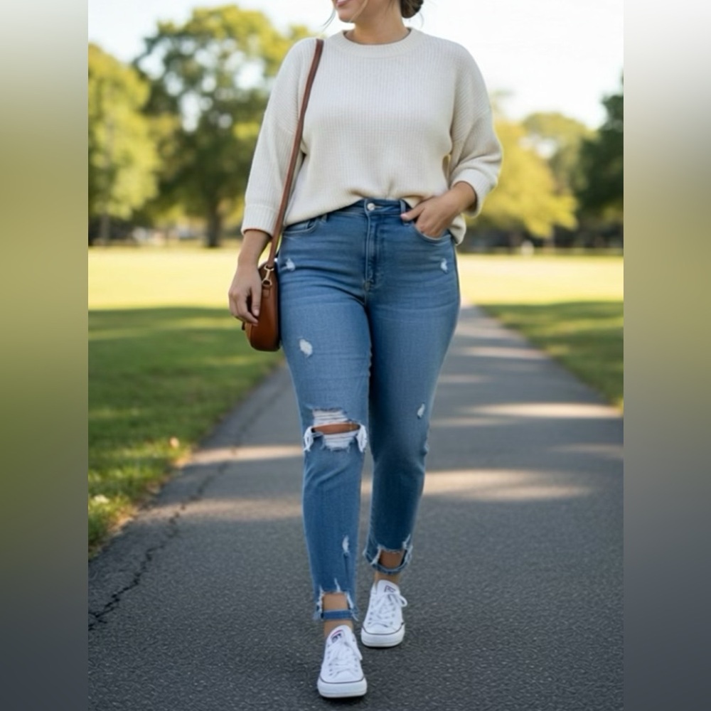 Good American Blue Distressed Skinny Jeans